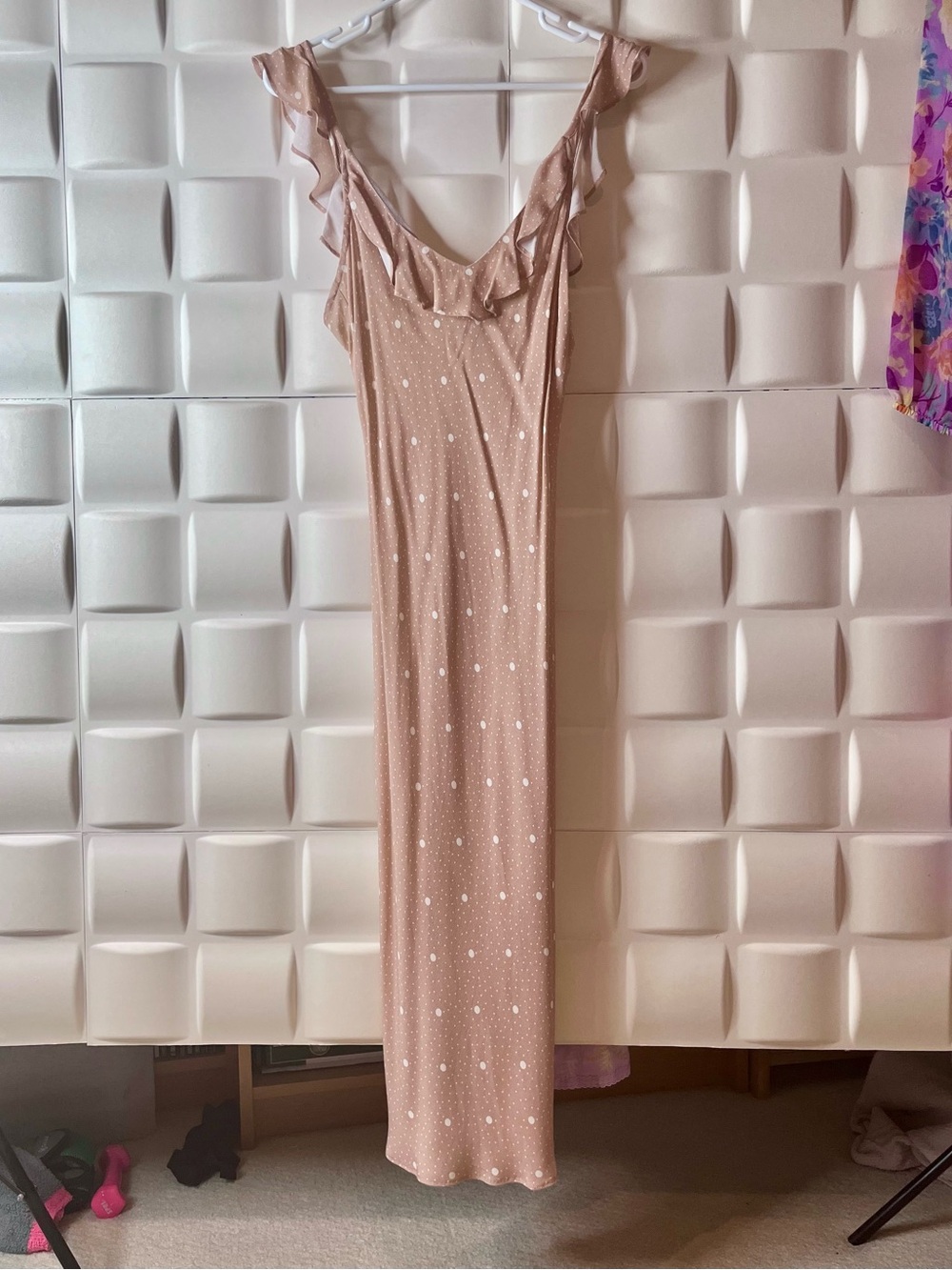 Monte Blush Polka Dot Ruffle strap Slip Dress